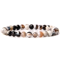 6mm natural stone barrel bead charm bracelet with multi-color silk agate textures - Silk Agate Multi-color