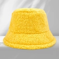 Plush yellow sherpa bucket hat with soft texture for winter warmth and fashion - One Size / Yellow