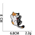 Detail showing cartoon cat embroidery patch with skeletal design and 8cm x 6.8cm dimensions - 5# Calico Cat Pose