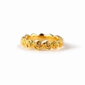Elegant gold S925 sterling silver ring featuring a row of minimalist rose flower motifs - US Size 6 / Gold