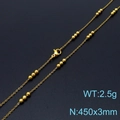 Minimalistische gouden kralenketting van titanium staal, 450 mm lang en 2,5 g - Gouden Ketting (KN232156-Z) / 450x3mm