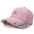 Gorra de béisbol de malla rosa con visera retráctil y paneles solares laterales - Ajustable / Rosa