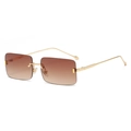 Randlose quadratische Sonnenbrille mit braunen Verlaufsgläsern und goldenem Gestell - Goldrahmen Verlaufs-Braun C4