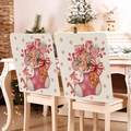 Pink Christmas stocking chair back covers set with gift patterns for holiday home decor - Pink Stocking Gift (YT02-18)