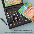 Educational 43-piece natural mineral crystal and gemstone specimen collection box kit - 43 Kinds Specimen Box (English Upgraded)