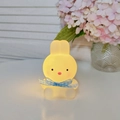 Cute bunny night light emitting soft yellow glow with a blue plaid ribbon decoration - Small Coco Rabbit - Blue Ribbon