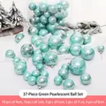 Set di 37 palline di Natale blu tiffany perlate in varie dimensioni assortite - Set da 37 / Verde Perlescente
