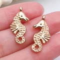 Rose gold seahorse charms in polished alloy for DIY jewelry bracelets and necklaces - Seahorse Pendant 11x23mm
