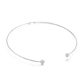 Girocollo minimalista in acciaio inossidabile lucido a forma di C per donna con sfere - Colore Acciaio (KN11653-Z)