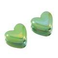 Pair of green heart-shaped acrylic mabe beads with iridescent finish for DIY crafts - 10Pcs/Pack / Green