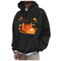 Black hooded sweatshirt featuring Pumpkin Spice autumn illustration and lettering - S / Black Pumpkin Spice (40)