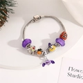 Halloween snake chain bracelet with purple crystal beads and pumpkin ghost charms - Halloween Pumpkin Bat (Style 15) / 18cm