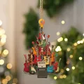 Flat acrylic Christmas ornament featuring a stack of colorful guitars and mini amplifier - Stacked Guitars