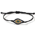 Bracelet œil porte-bonheur tressé à la main noir avec cordon réglable pour femme - Noir