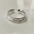 Irregular silver textured wave ring in S925 sterling silver with adjustable open design - JZ0741-Irregular Ripple