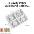 Molde de silicona para dijes de arena movediza con figuras de picas corazones trébol - 4 Cavidades Palos de Póker