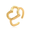 Ear cuff a cuore cavo irregolare in metallo dorato con design minimalista a onde - Anello aperto a cuore dorato / Oro
