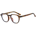 Retro tortoise shell sunglasses with round frame and silver rivet details - Demi/White Lens