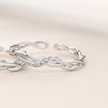 Set di anelli Mobius in argento per coppia con design a treccia e zirconi incastonati - Aperto Regolabile / Anello di Coppia Mobius Intrecciato Donna (Micro-incastonato Zirconi)