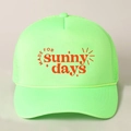 Neon green trucker hat with Sunny Days print and breathable mesh back for summer - Fluorescent Green