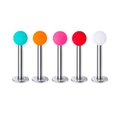5-piece set of stainless steel lip and ear studs with colorful acrylic ball tops - Clay Ball