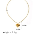 18K gold plated stainless steel necklace with geometric heart pendant and chain - [XKN0225] Geometric Heart Necklace Gold