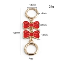 Red double bow key chain with golden alloy clasp and enamel finish, 105mm length - Gold Buckle + Red Bow