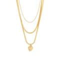 Golden multi-layer snake chain necklace with irregular geometric pendant and small diamonds - Triple Layer Irregular Zirconia Style (4#)