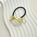 Polished gold metal X-shape hair tie with elastic band, 4.7cm x 2.4cm geometric design - Gold X-Shape