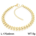 Bracciale a spiga dorato in acciaio inossidabile con chiusura a moschettone regolabile - Stile Freccia Cuore Oro (KB206251-ZJZL)