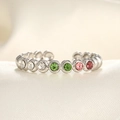 Adjustable silver ring with multi-color zircon stones on a silk fabric background - Adjustable Open / Steel Color Colorful Zircon Circular Pattern