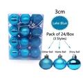 Detail of 3cm lake blue Christmas ball ornaments in matte, shiny, and glitter finishes - Shiny Matte Glitter Mix / Lake Blue