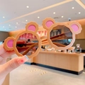 Occhiali da sole carini con orecchie da orso per bambini con protezione UV e montatura beige - Lente grigia / Rosso Arancio