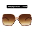 Oversized square sunglasses featuring champagne frames and tea gradient lenses - Champagne Gradient Tea