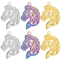 Celtic knot horse head pendants in gold, silver and rainbow finishes for jewelry making - Celtic Horse / Mixed Colors