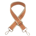 Close-up of orange maze jacquard 3.8cm wide strap with adjustable golden metal hardware - Light Orange