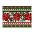 Vintage Christmas placemat featuring red poinsettia and green pine cones pattern - 32x21cm / CD105-5 Red Poinsettia Berries (Waterproof Polyester Linen)