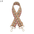 Detail view of colorful geometric diamond pattern bag strap with gold metal lobster hooks - L-6 Wine Red Orange Deep Calorie