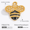Pendentif abeille en acier doré avec émail noir et strass pour la création DIY - Abeille Dorée(PJ91577A)