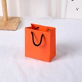 Minimalist orange jewelry gift bag with black rope handles on white textured surface - 12x11x6cm (Handbag) / Orange