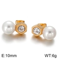 Elegant 10mm gold stud earrings featuring pearl and diamond accents, 6g lightweight design - Gold Hexagon Pearl Style (KE60718-K)