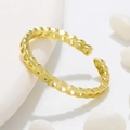 Anello regolabile dorato con cuori intrecciati in design minimalista e stile moderno - Cuore Cavo Oro 14K