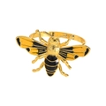 Golden bumblebee napkin ring with yellow and black enamel finish on white background - Z1332-1 Yellow Black Bee
