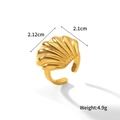 Anello regolabile in acciaio inossidabile oro 18K con motivo a conchiglia - Conchiglia Singola