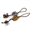 Pendenti in ametista e citrino naturali intrecciati a mano con nappe multicolore - Bracciale in pietra occhio di tigre