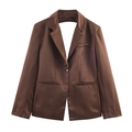 Blazer in raso marrone da donna con lucentezza setosa e dettaglio cut-out sulla schiena - XS / Blazers