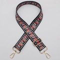 Ethnic embroidered wide bag strap with colorful patterns and golden metal clasps - Style 650 Gold Hook