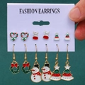 Christmas earring set featuring Santa, reindeer and snowflake designs on display card - Bright Silver + KC Gold (6 Pairs Set)