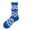 Calze blu navy con motivo a onde bianche e design minimalista in stile giapponese - WiFi