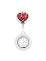 Orologio da infermiera retrattile in silicone bianco con cuore rosso e stetoscopio - Bianco Stetoscopio-2